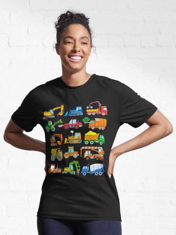 Construction Vehicles Construction Machinery Excavator Trucks Active T-Shirt