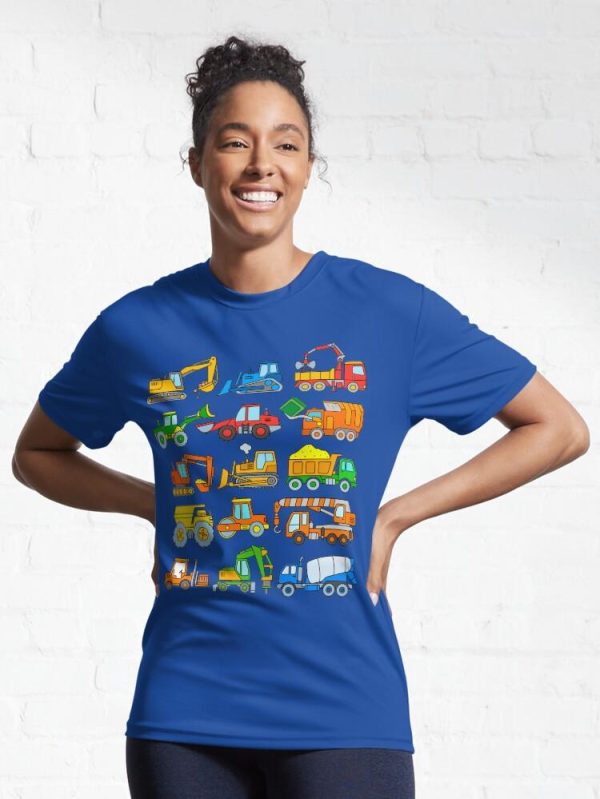 Construction Vehicles Construction Machinery Excavator Trucks Active T-Shirt