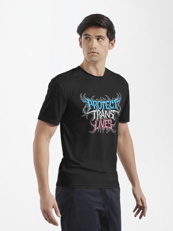 Protect Trans Lives Death Metal Logo Active T-Shirt
