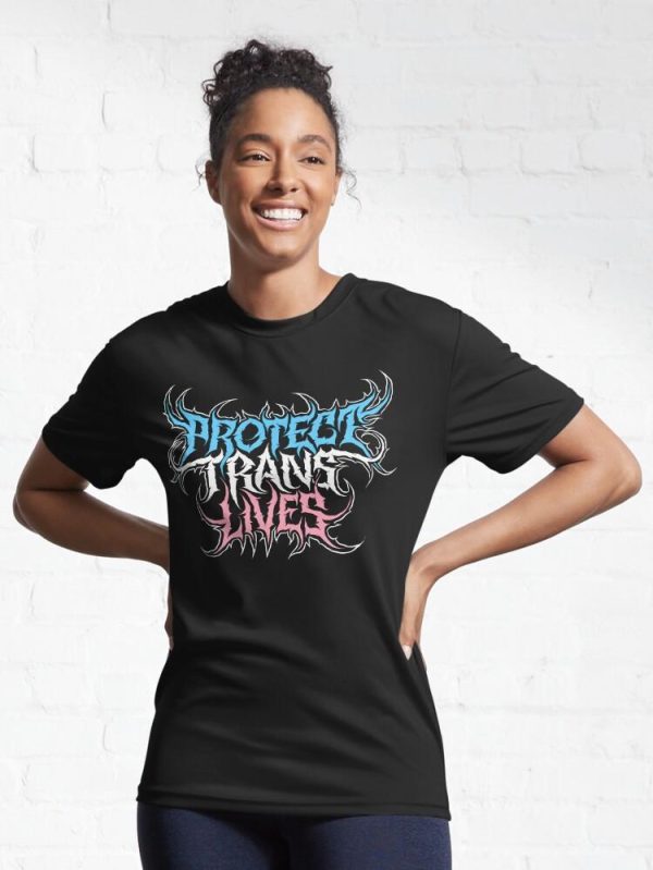 Protect Trans Lives Death Metal Logo Active T-Shirt