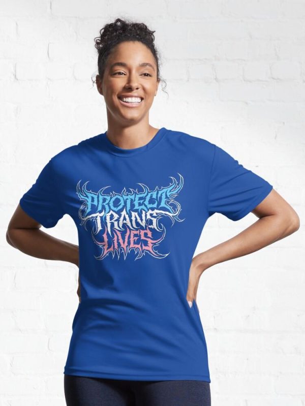 Protect Trans Lives Death Metal Logo Active T-Shirt