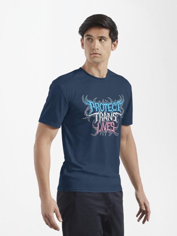 Protect Trans Lives Death Metal Logo Active T-Shirt