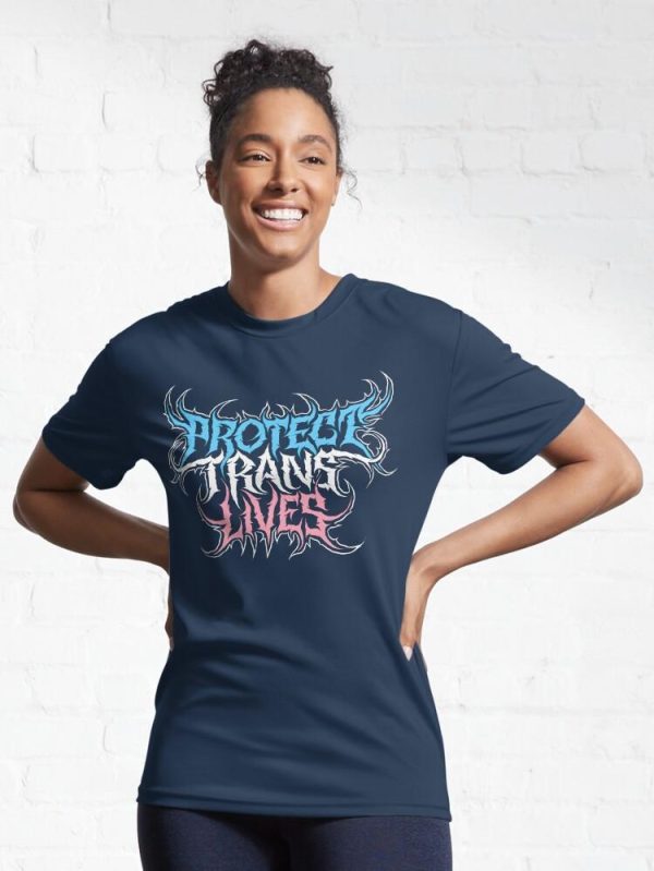 Protect Trans Lives Death Metal Logo Active T-Shirt