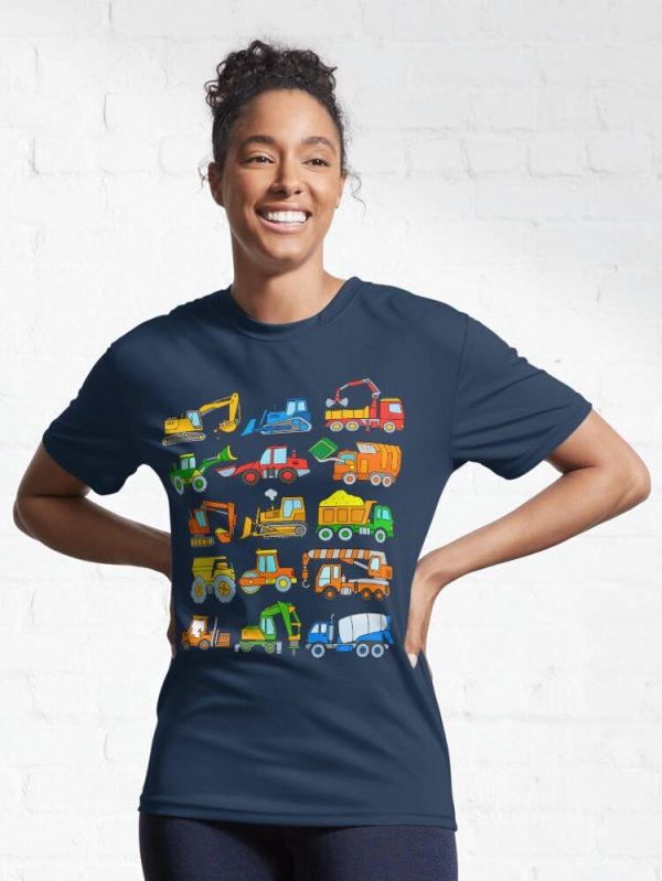 Construction Vehicles Construction Machinery Excavator Trucks Active T-Shirt