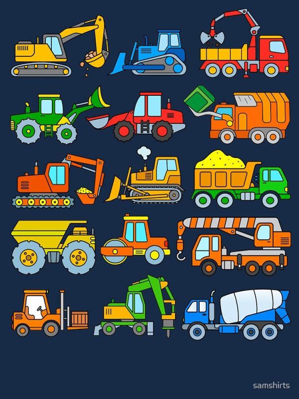 Construction Vehicles Construction Machinery Excavator Trucks Active T-Shirt