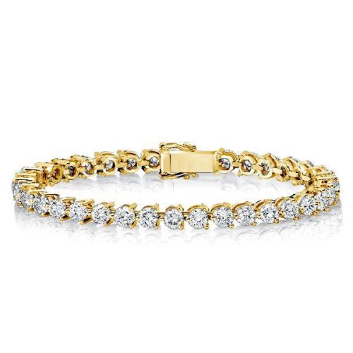 18K Gold Plated Sterling Silver Round Cut Tennis Bracelet for Women (8.5 CT. TW)