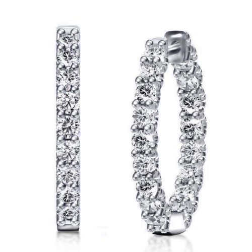 925 Sterling Silver Earrings for Women - 2.00 CT, Rhodium Plated